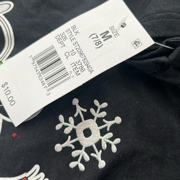 NWT Disney "Making Spirits Bright" Minnie Mouse Xmas Black Short Sleeve Tee - Picture 5 of 5